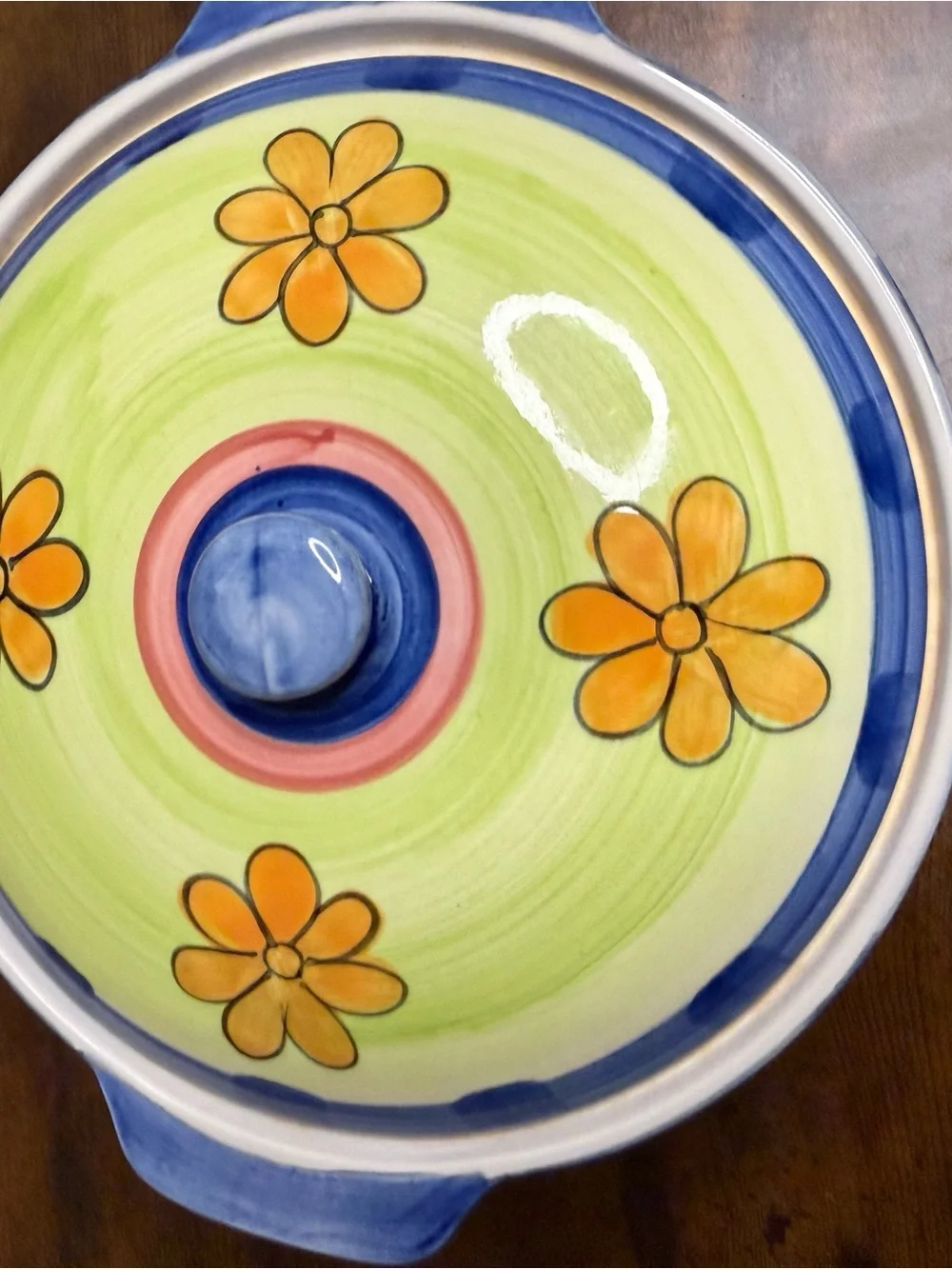 Colorful Hand-Painted Ceramic Covered Casserole Dish w/ Lid |